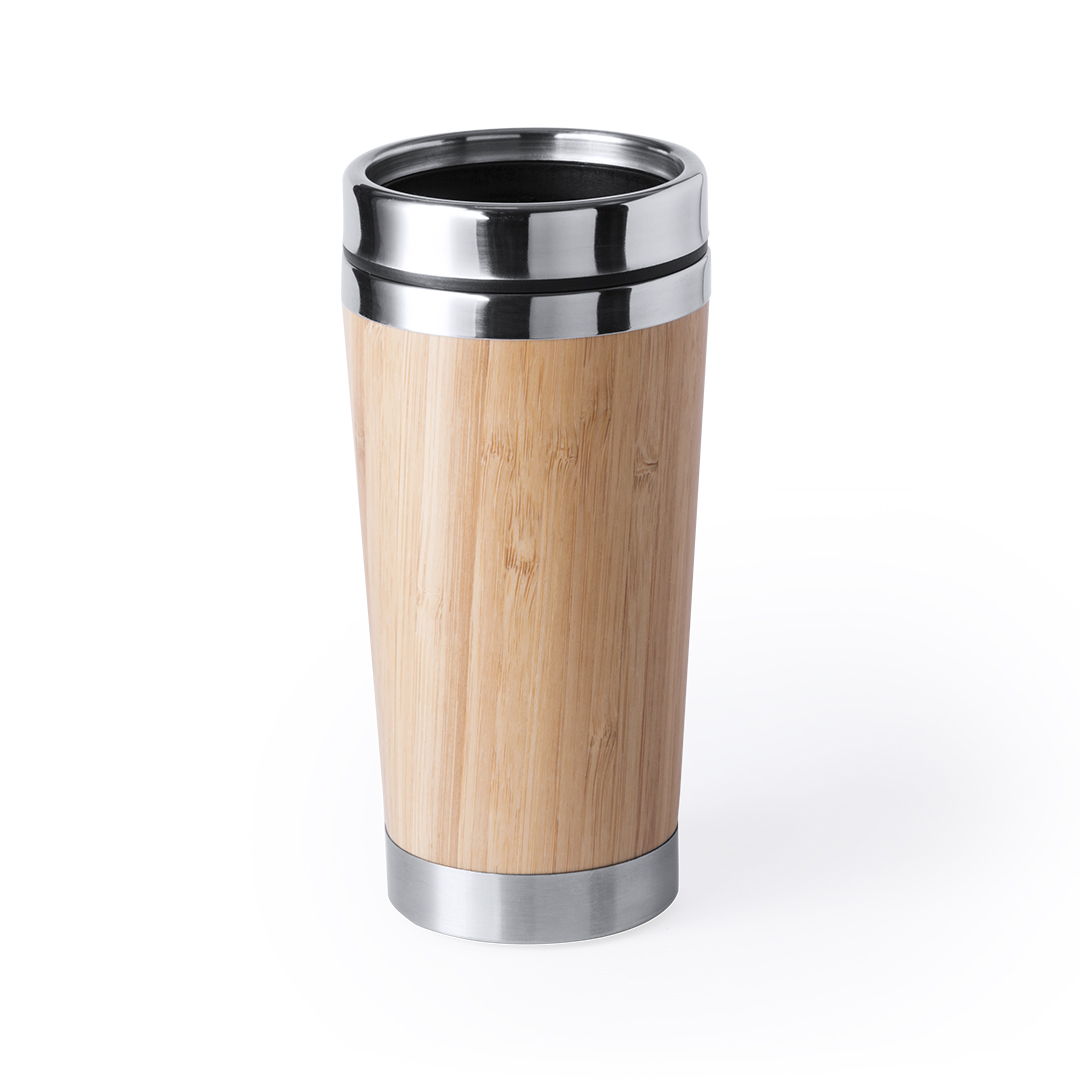 Copo em aço inox e madeira de bambu de 500ml - Image 4